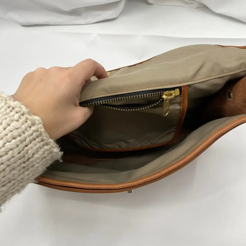 Vintage cognac leather briefcase bag